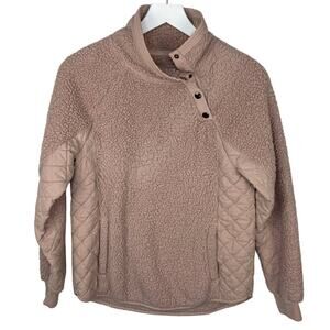 ABERCROMBIE Sherpa Pullover - Quilted Soft Pink Jacket - Cozy Y2K - Size S